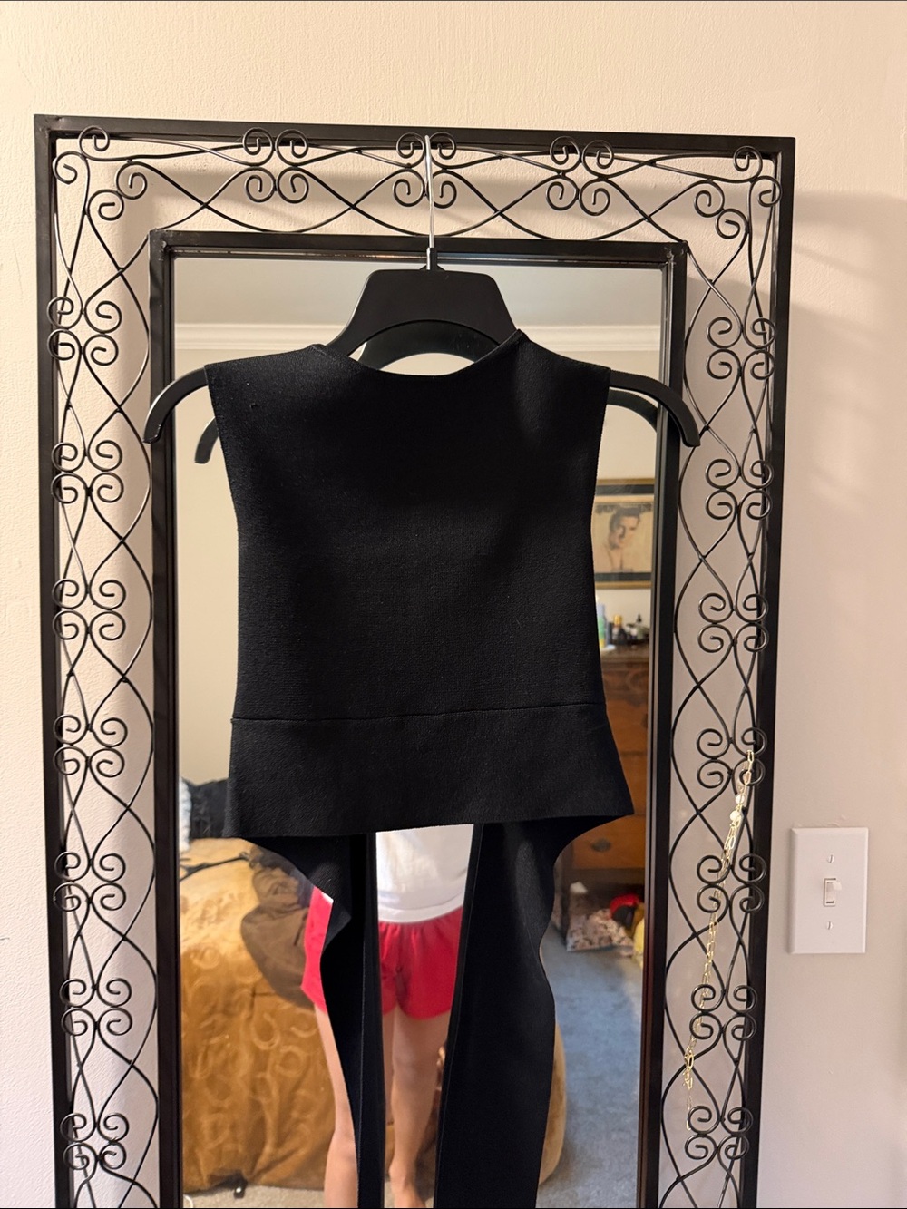 Black Sleeveless Bow Back Tie Tank Top